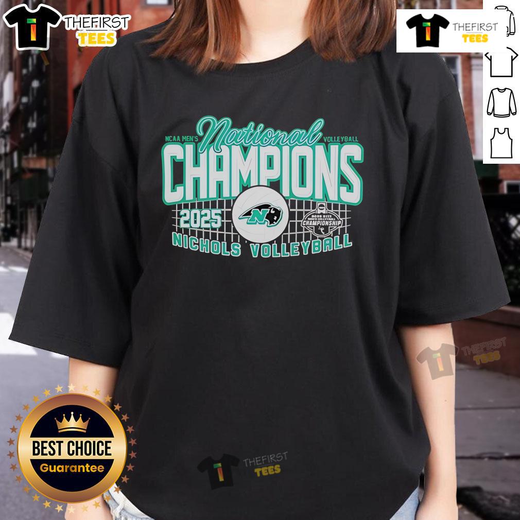 Top Nichols 2025 NCAA Men's Volleyball National Champions ladies tee showcasing team pride and championship spirit.