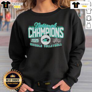 Top Nichols 2025 NCAA Men's Volleyball National Champions sweatshirt featuring bold team logo and championship colors.