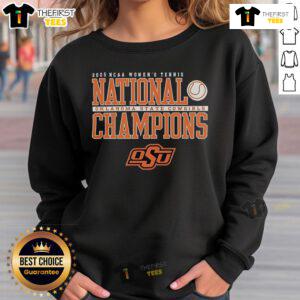 Top Oklahoma State Cowgirls 2025 NCAA Women's Tennis National Champions sweatshirt featuring team logo and vibrant colors.
