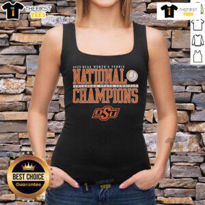 Top Oklahoma State Cowgirls 2025 NCAA Women's Tennis National Champions tank top featuring vibrant team colors and logo.