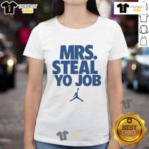 Good Lexie Hull wearing Mrs. Steal Yo Job ladies tee, showcasing a stylish and empowering basketball-inspired fashion.