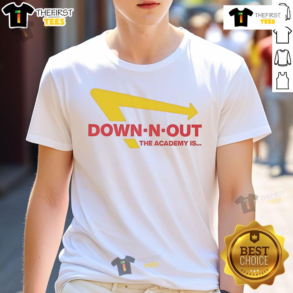 Alt Text: Good The Academy Is Down-N-Out T-Shirt featuring bold graphics and a casual style for music fans.