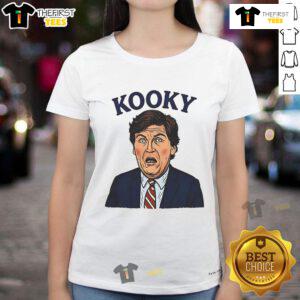 Alt Text: Womens tee featuring a parody design of Trump and Tucker Carlson, perfect for political humor enthusiasts.