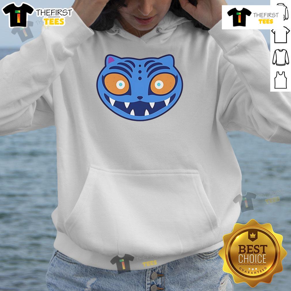 Good Zoey wearing a colorful derpy tiger hoodie, showcasing a fun and playful style in a vibrant setting.