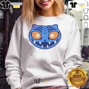 Good Zoey wearing a derpy tiger sweatshirt, showcasing a playful design and vibrant colors, perfect for casual wear.