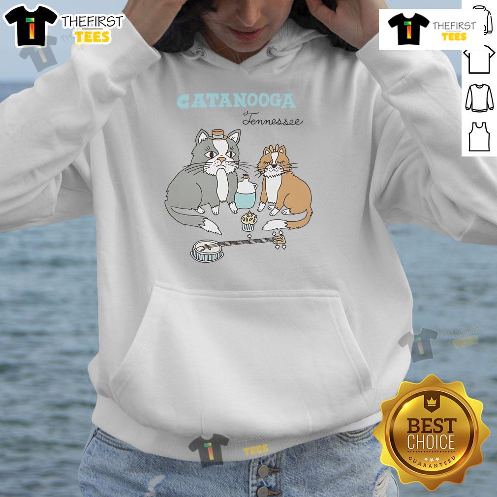 Cozy Nice Catanooga Tennessee hoodie displayed on a hanger, perfect for showcasing local pride and style.