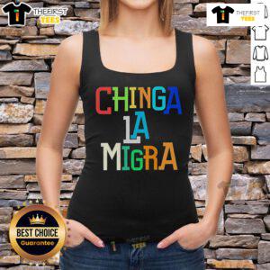Chinga LA Migra tank top design advocating to abolish ICE, featuring bold graphics and a stylish fit for activism.