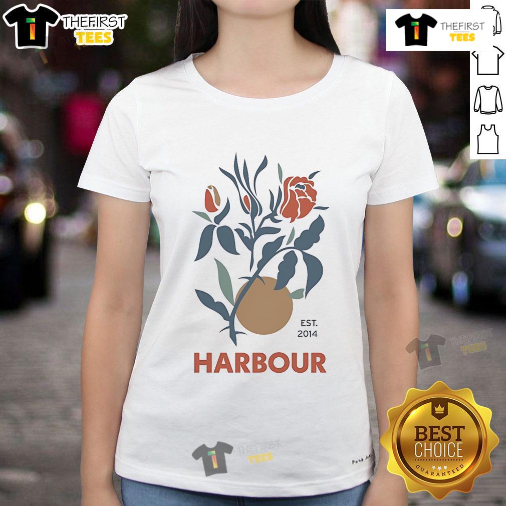 Nice Harbour Rose Est 2014 Ladies Tee featuring a stylish design, perfect for casual wear and everyday comfort.