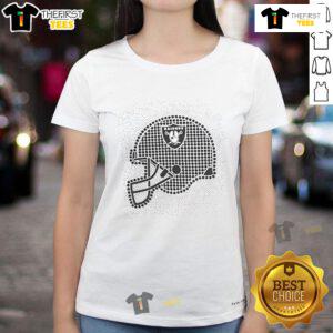 Alt Text: Ladies tee featuring a Nice Las Vegas Raiders polka dots helmet design, perfect for fans and casual wear.