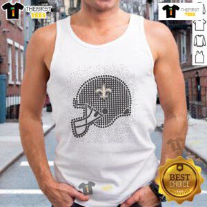Alt Text: Stylish Nice New Orleans Saints polka dots helmet tank top perfect for game day or casual wear.