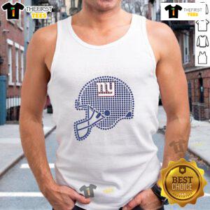 Alt Text: Stylish New York Giants polka dots helmet tank top, perfect for game day and showcasing team spirit.