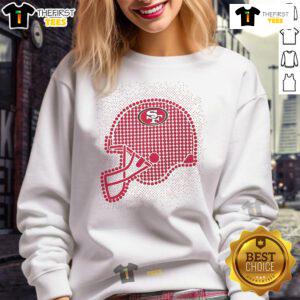 Stylish San Francisco 49ers polka dots helmet sweatshirt, perfect for fans showcasing team spirit and comfort.
