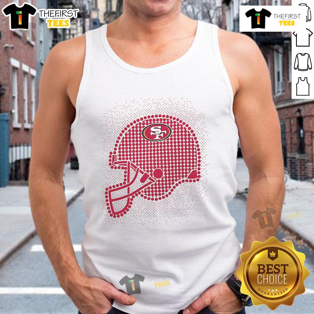 Stylish San Francisco 49ers polka dots helmet tank top, perfect for game day and casual wear.