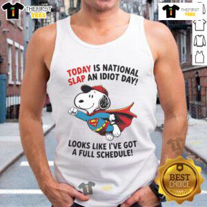 Funny Snoopy Superman tank top for National Slap An Idiot Day, perfect for a humorous and lighthearted wardrobe.
