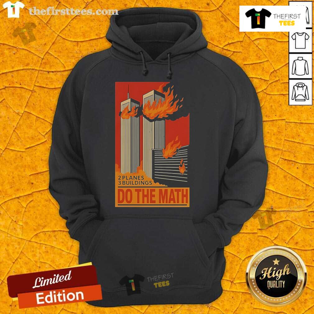 Official 9/11 hoodie featuring two planes, three buildings, and a thought-provoking math design.