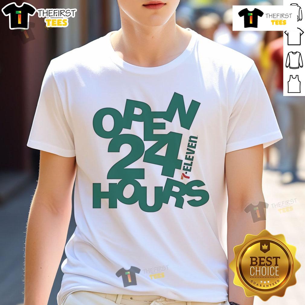 Official 7 Eleven Open 24 Hours Abstract T-Shirt design featuring vibrant graphics and a modern style for convenience store fans.