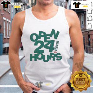 Official 7-Eleven Open 24 Hours abstract tank top featuring vibrant colors and stylish design for casual wear.