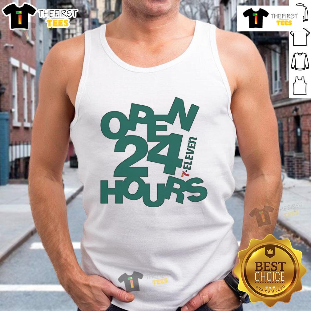 Official 7-Eleven Open 24 Hours abstract tank top featuring vibrant colors and stylish design for casual wear.