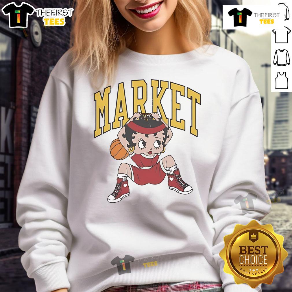 Official Betty Boop X Market Studios dunking sweatshirt featuring vibrant graphics and a stylish design for fans.