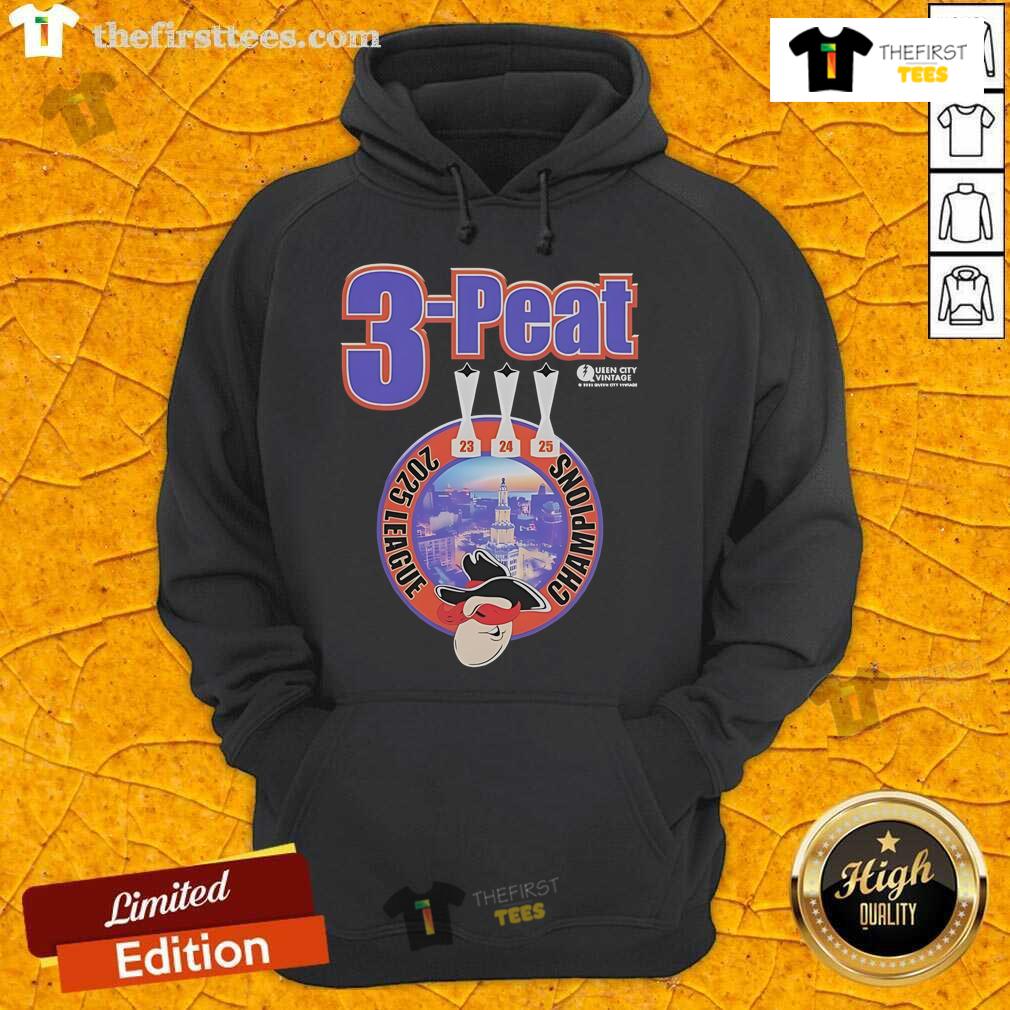 Official Buffalo Bandits 3-Peat 2025 League Champions hoodie in black, showcasing team pride and championship spirit.