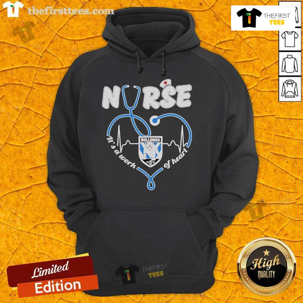 Alt Text: Official Bulldogs Canterbury Bankstown hoodie featuring It's A Work Of Heart design for fans and supporters.
