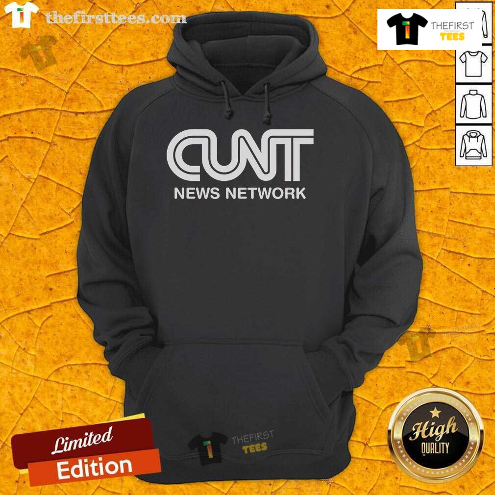 Official CUNT News Network Hoodie featuring a bold logo on a stylish black background, perfect for fans and supporters.