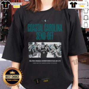 Cheer on the Chanticleers to victory in this Official Coastal Carolina send-off ladies tee featuring vibrant team colors.