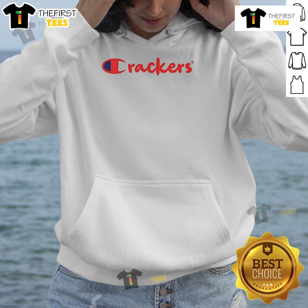 Official Crackers Champion Parody Hoodie featuring a playful design, perfect for casual wear and humor lovers.