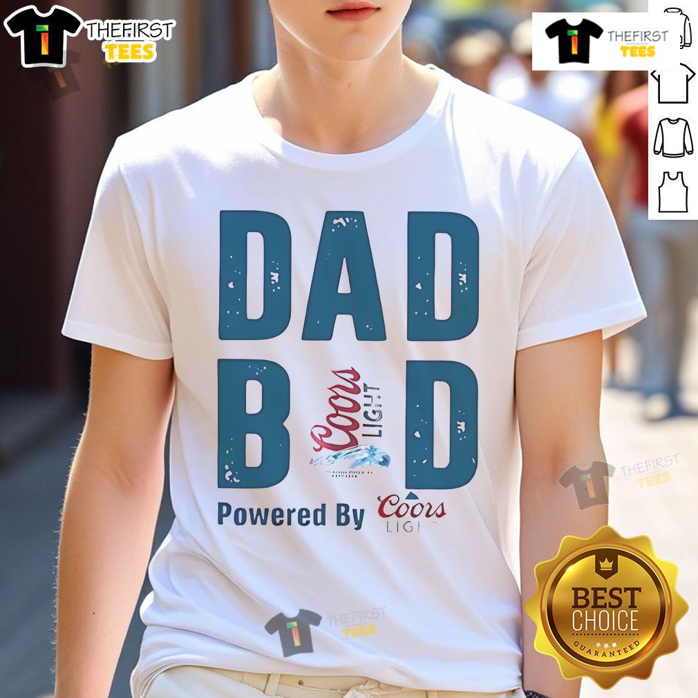 Official Dad Bod Powered By Coors Light T-Shirt featuring a fun graphic design for casual wear and dad humor.