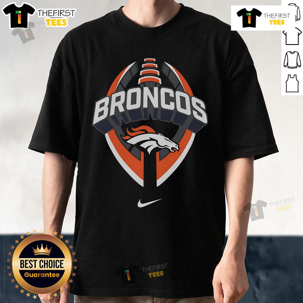 Official Denver Broncos Nike Icon Legend T-Shirt in navy blue, featuring team logo and comfortable, lightweight fabric.