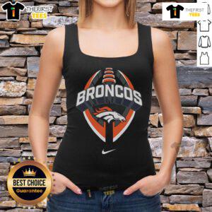 Official Denver Broncos Nike Icon Legend Tank Top in navy blue, perfect for fans and sportswear enthusiasts.