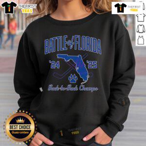 Official Florida Panthers Hockey 24-25 Battle of Florida Champs Sweatshirt featuring team logo and vibrant colors.