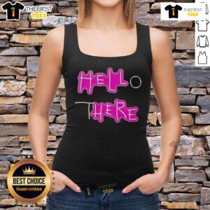 Official Hell Here Hello There Tank Top featuring a bold graphic design, perfect for casual summer outfits.