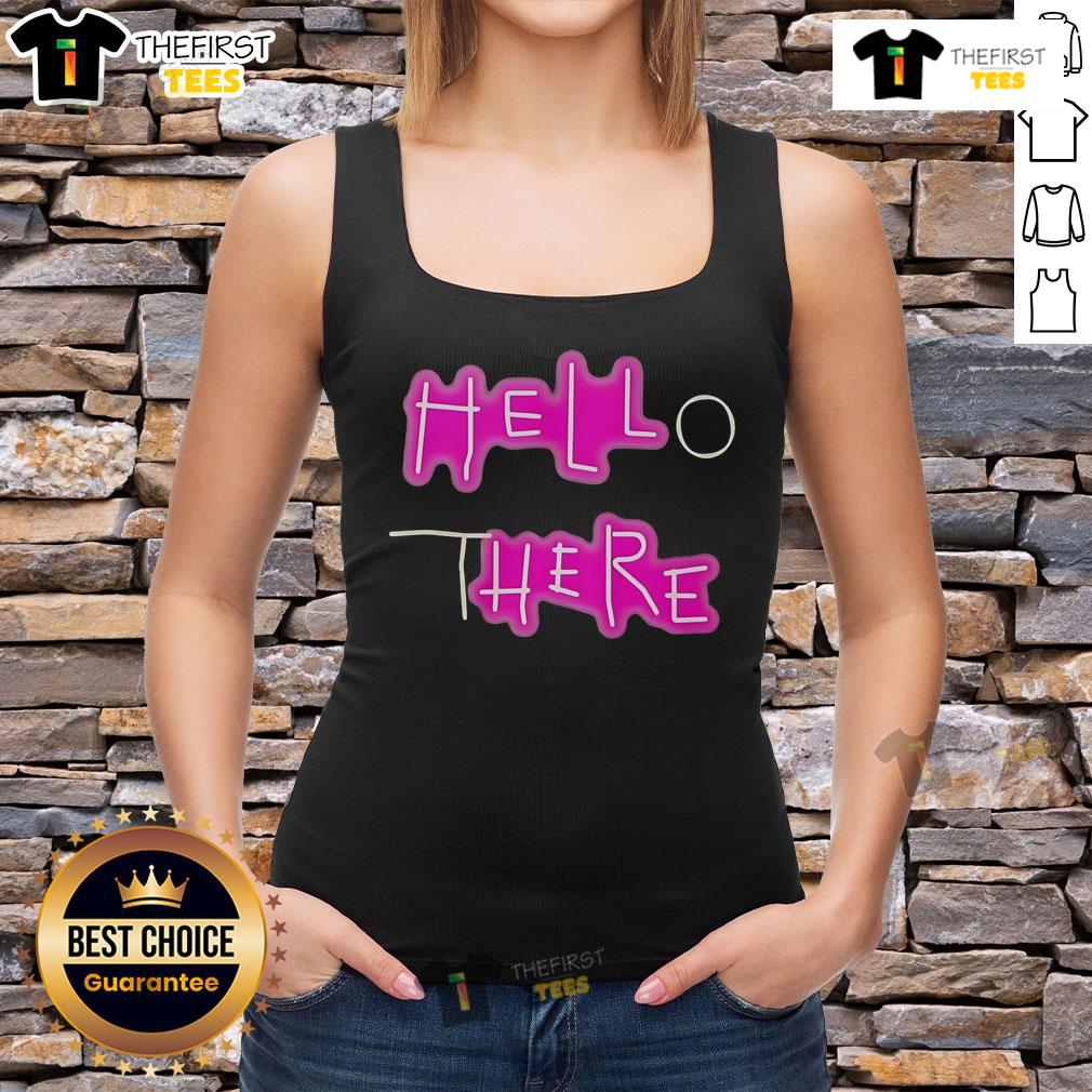 Official Hell Here Hello There Tank Top featuring a bold graphic design, perfect for casual summer outfits.
