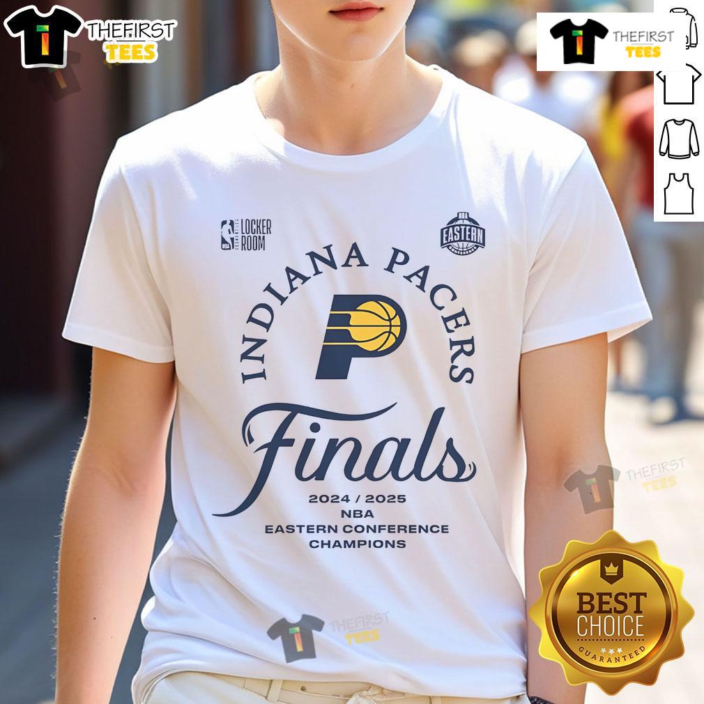 Official Indiana Pacers NBA Finals Eastern Conference Champions 2025 T-Shirt showcasing vibrant team colors and logo.