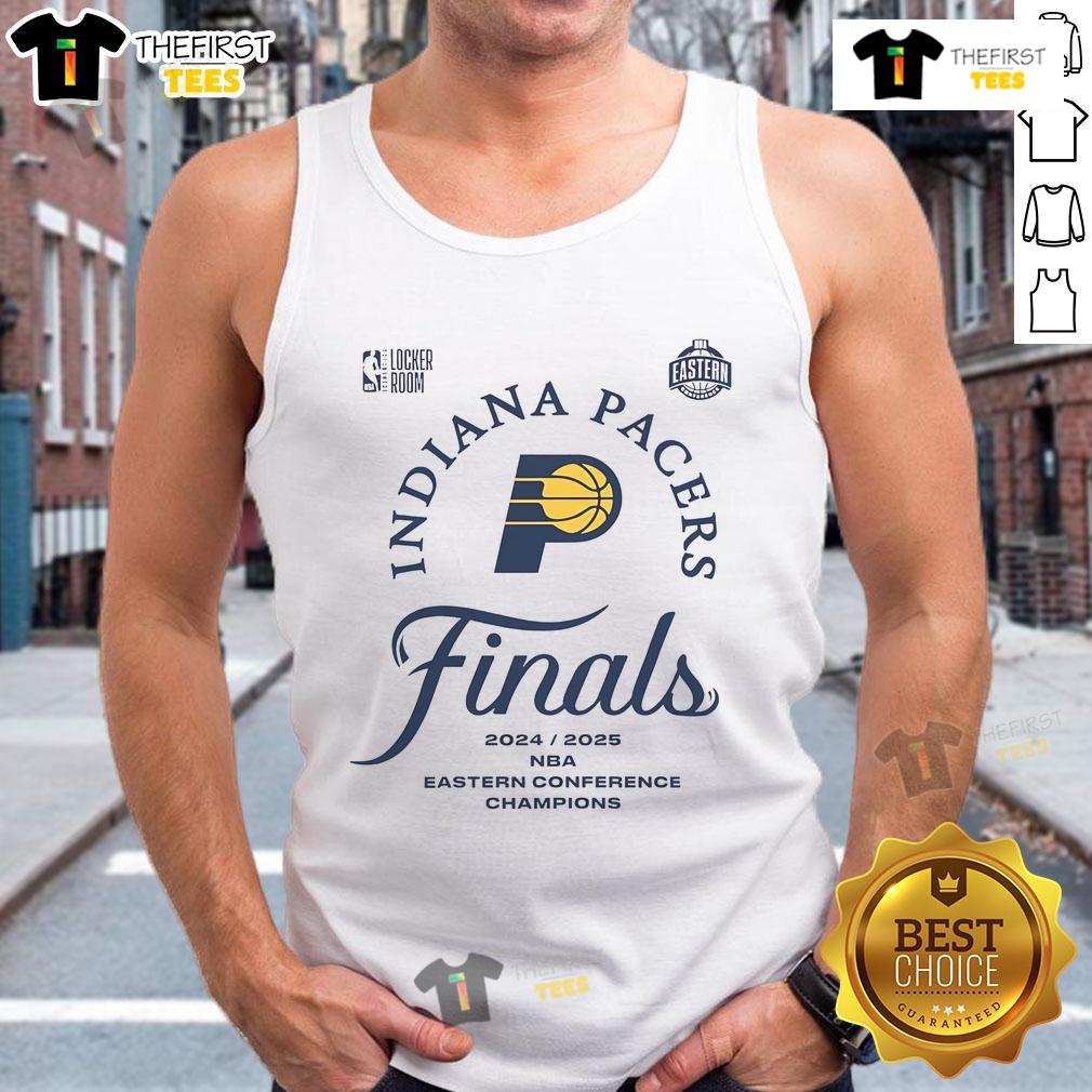 Official Indiana Pacers NBA Finals Eastern Conference Champions 2025 tank top showcasing team colors and logo.