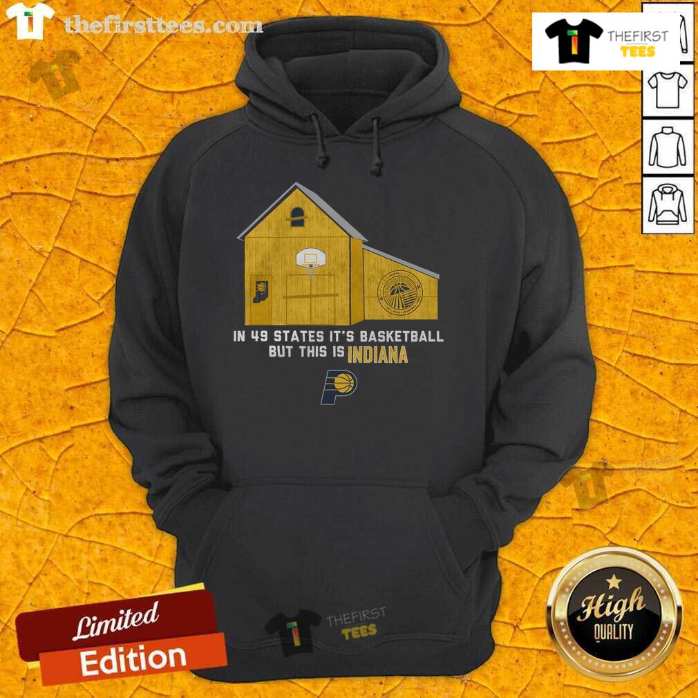 Alt Text: Official Indiana Pacers Stadium Essentials hoodie in vibrant blue with team logo, perfect for fans in 49 states.