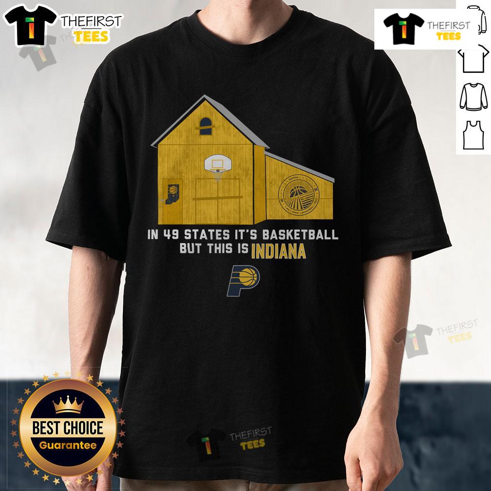 Official Indiana Pacers Stadium Essentials T-Shirt showcasing team pride in 49 states, perfect for fans and collectors.