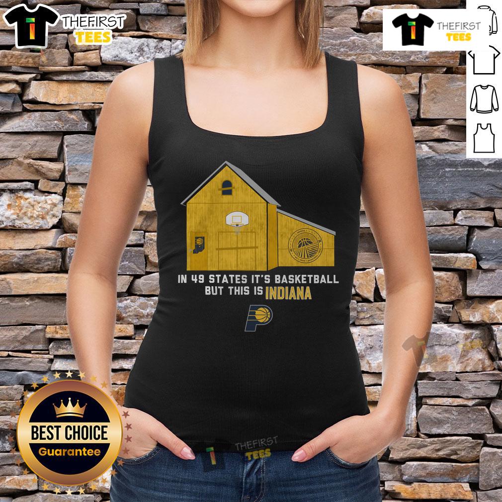 Official Indiana Pacers Stadium Essentials tank top featuring vibrant team colors for fans in 49 states.