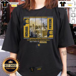 Official Indiana Pacers Stadium Essentials Skyline Boxout Ladies Tee featuring team colors and logo design.