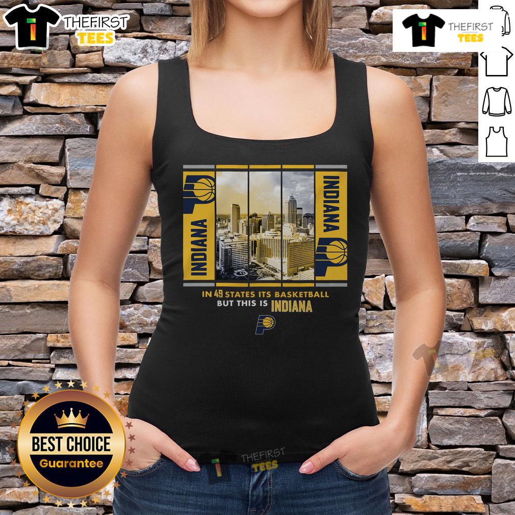 Official Indiana Pacers Stadium Essentials Skyline Boxout Tank Top featuring team colors and logo, perfect for fans.
