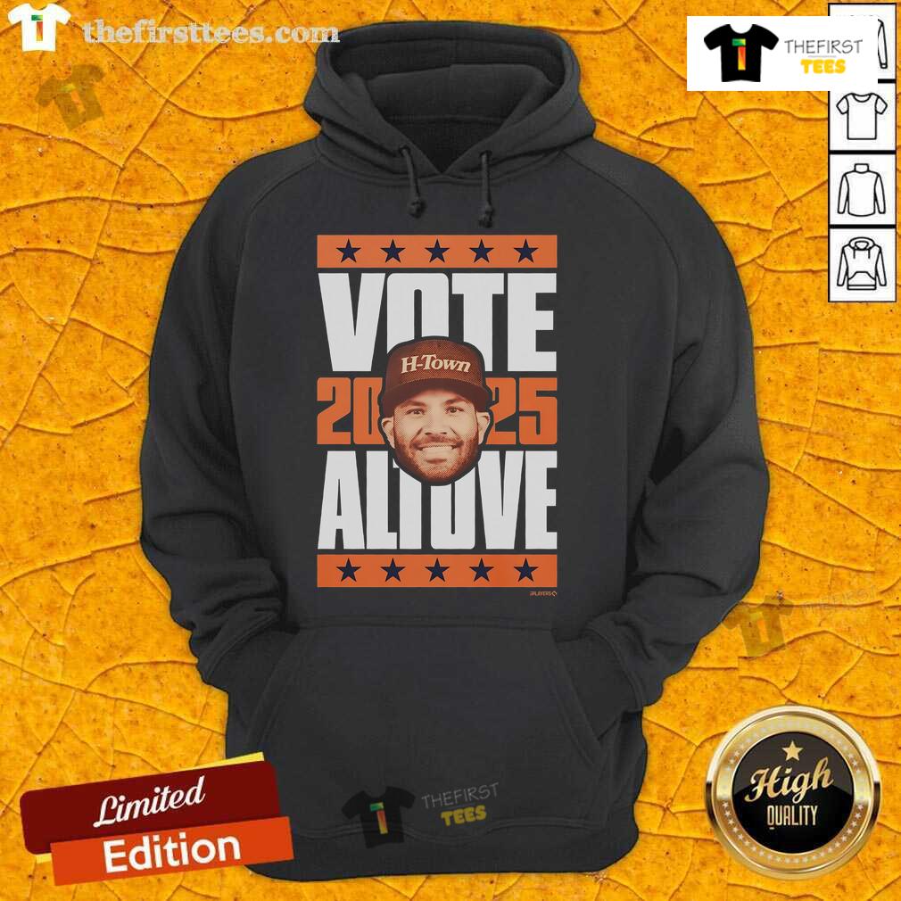 Alt Text: Official Jose Altuve 2025 Vote Hoodie featuring bold graphics and team colors, perfect for fans and supporters.