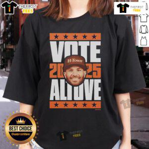 Official Jose Altuve 2025 Vote Ladies Tee featuring a stylish design perfect for baseball fans and supporters of Altuve.