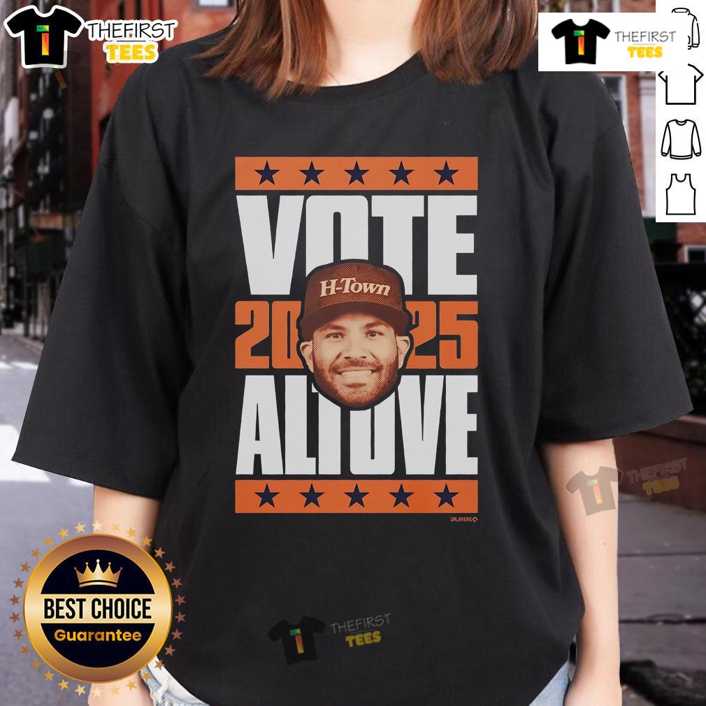 Official Jose Altuve 2025 Vote Ladies Tee featuring a stylish design perfect for baseball fans and supporters of Altuve.