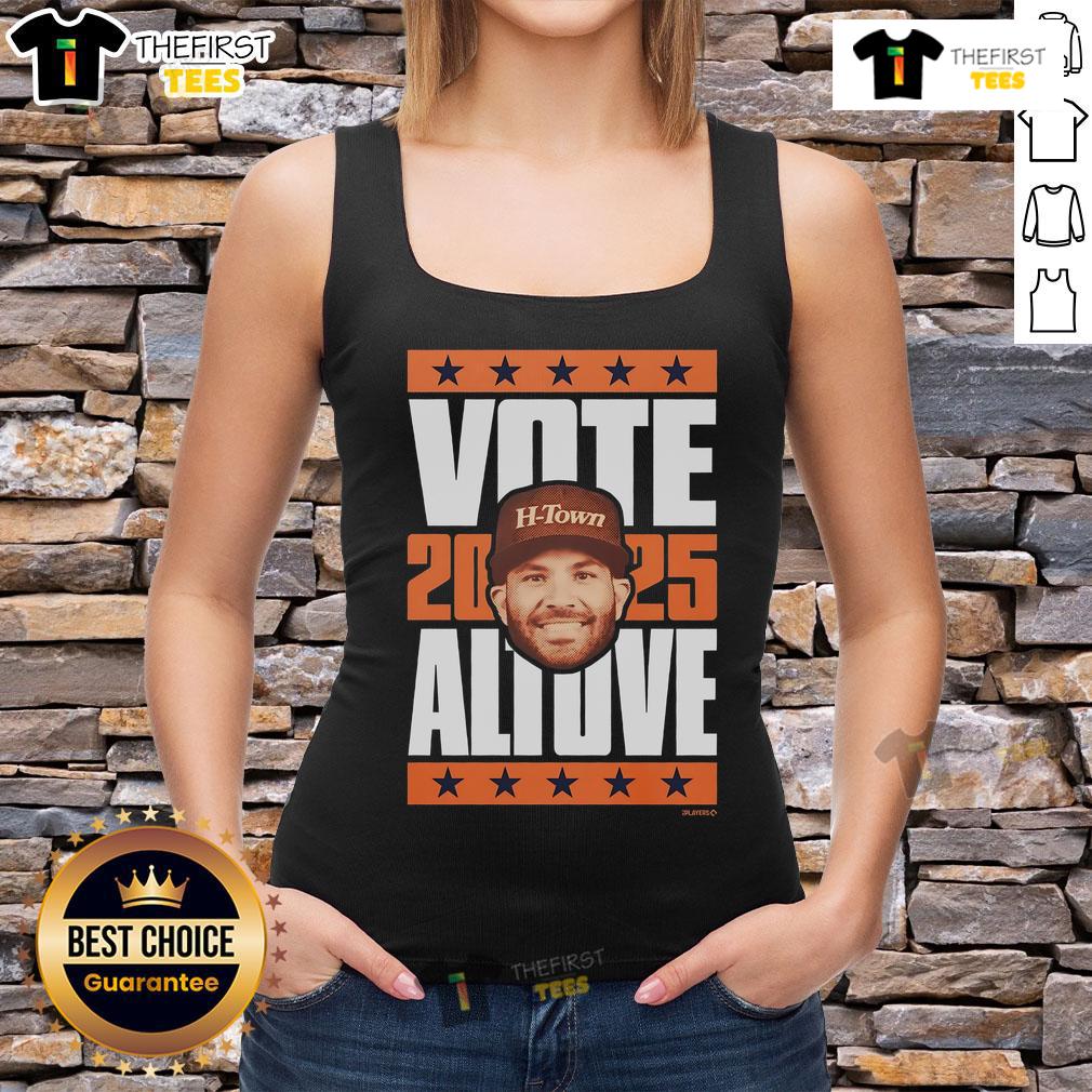Official Jose Altuve 2025 Vote Tank Top featuring vibrant graphics, perfect for baseball fans supporting their favorite player.