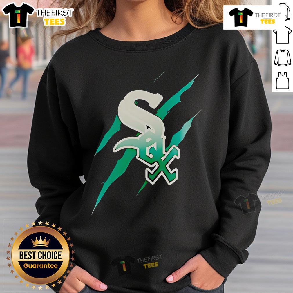 Official Jurassic World Rebirth Chicago White Sox logo sweatshirt featuring vibrant graphics and comfortable design.