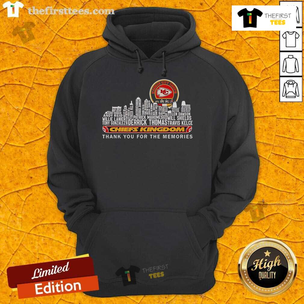 Alt Text: Official Kansas City Chiefs Chiefs Kingdom hoodie featuring a 'Thank You For The Memories' design, perfect for fans.