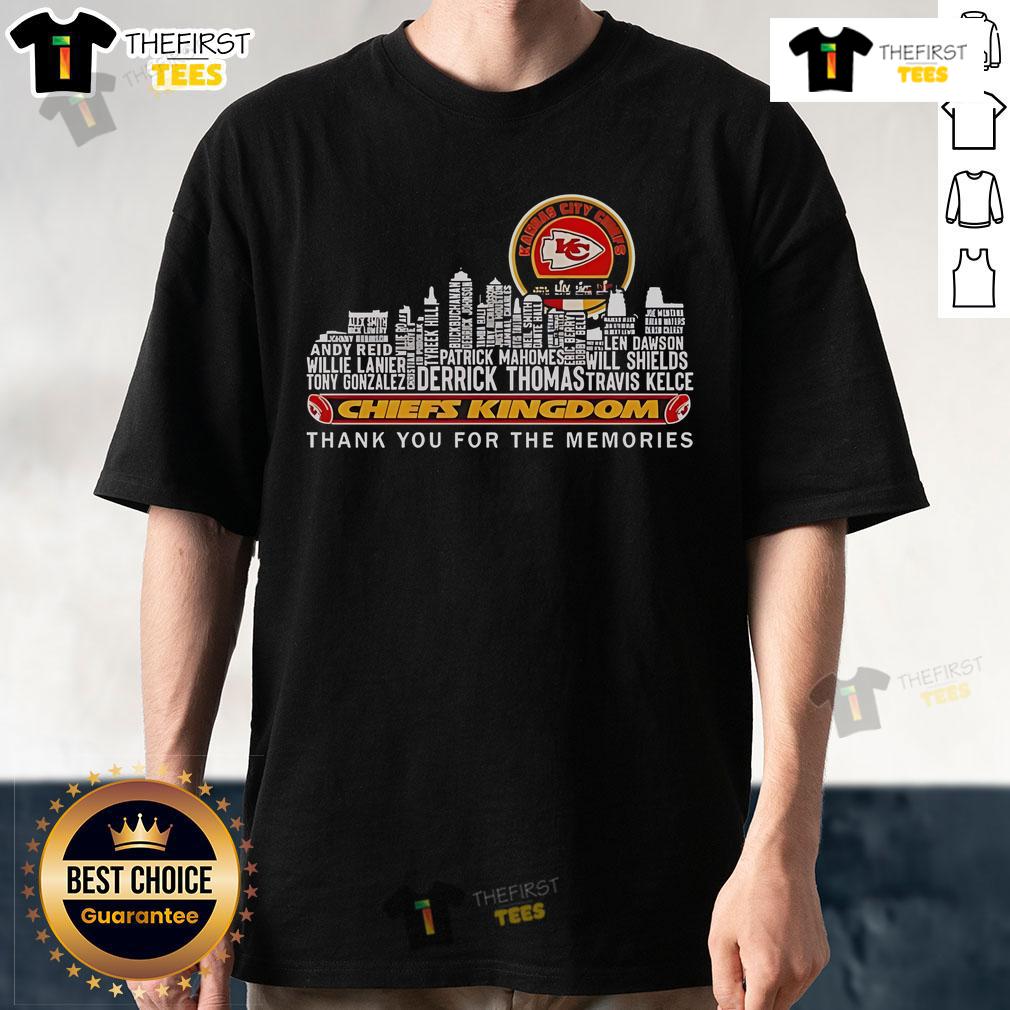 Alt Text: Official Kansas City Chiefs Kingdom T-Shirt featuring 'Thank You For The Memories' design, perfect for fans.