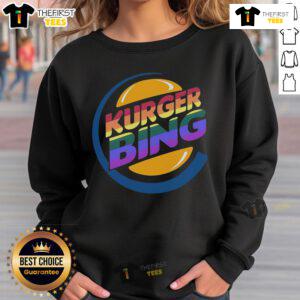 Alt Text: Official Kurger Bing LGBTQ Logo Sweatshirt featuring vibrant rainbow colors and a stylish design for pride celebrations.