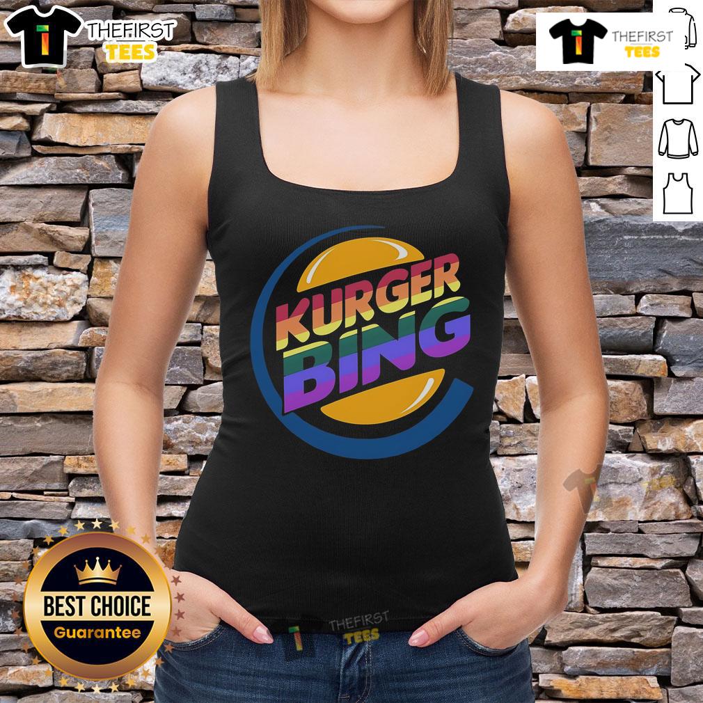 Official Kurger Bing LGBTQ logo tank top featuring vibrant colors and inclusive design, perfect for pride events.